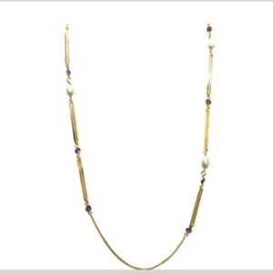 Collar de Plata 925 laminado en Oro Amarillo con piedra hidrotermal violeta.