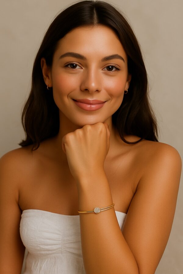 Pulsera de Plata 925 laminado en Oro Amarillo con Circonitas. - Imagen 2
