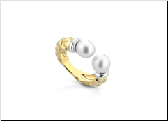 Anillo de Plata 925 laminado en ORO con perlas.