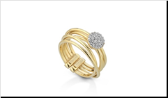 Anillo Multifilo en Plata 925, laminado en ORO Amarillo con Circonitas.