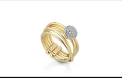 Anillo Multifilo de Plata 925, laminado en ORO Amarillo con Circonitas.